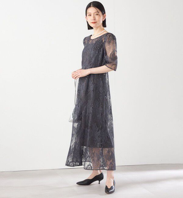 SHIPS for women「kaene:スパンコール 刺繍 ワンピース（セレモニー対応可）」|ワンピース|