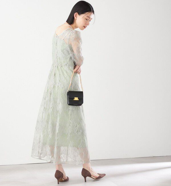 SHIPS for women「kaene:スパンコール 刺繍 ワンピース（セレモニー対応可）」|ワンピース|ライトグリーン