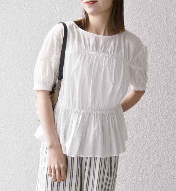 SHIPS any「SHIPS any:〈洗濯機可能〉コード リボン パフスリーブ ブラウス」|シャツ・ブラウス|