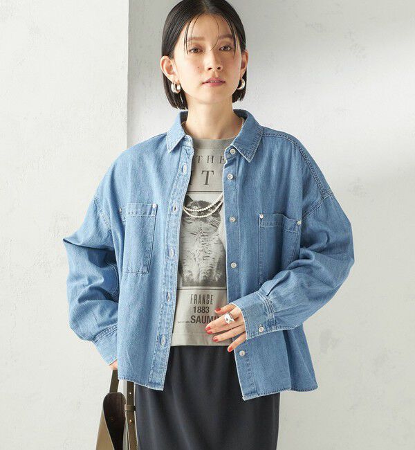 SHIPS for women「〈洗濯機可能〉ライトオンス デニム ショート シャツ」|シャツ・ブラウス|