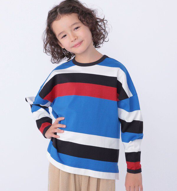 SHIPS KIDS「SHIPS KIDS:100～125cm/ マルチ ボーダー ロングスリーブ Tシャツ」|Tシャツ・カットソー|