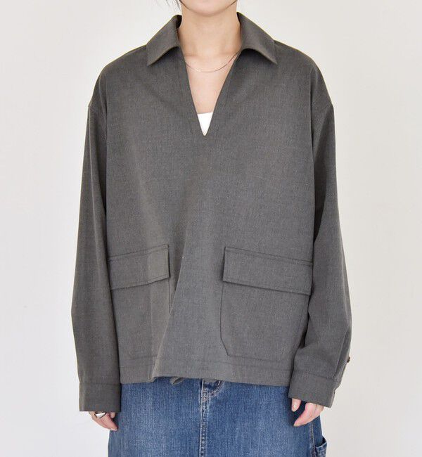 quaranciel「quaranciel:〈洗濯機可能〉ポケット ドロスト スキッパー プルオーバー シャツ」|シャツ・ブラウス|