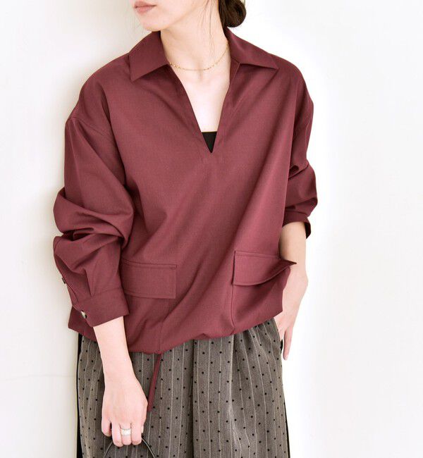 quaranciel「quaranciel:〈洗濯機可能〉ポケット ドロスト スキッパー プルオーバー シャツ」|シャツ・ブラウス|