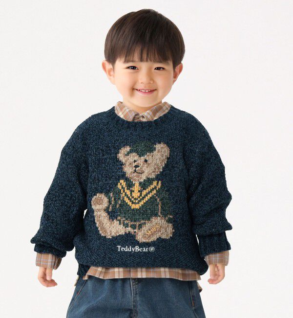 SHIPS Colors 「SHIPS Colors:100～140cm /〈洗濯機可能〉TeddyBear(R) ジャカード モール ニット◇」|ニット・セーター|ネイビー