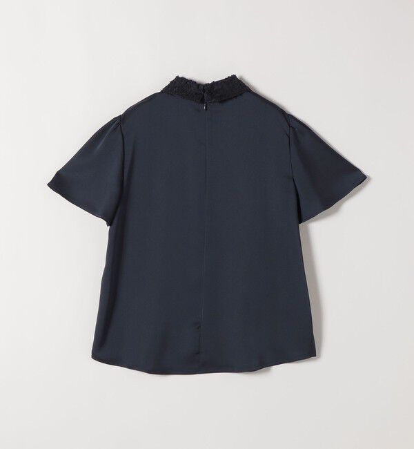 SHIPS any「《予約》SHIPS any:〈洗濯機可能〉サテン レースカラー ショートスリーブ ブラウス」|シャツ・ブラウス|