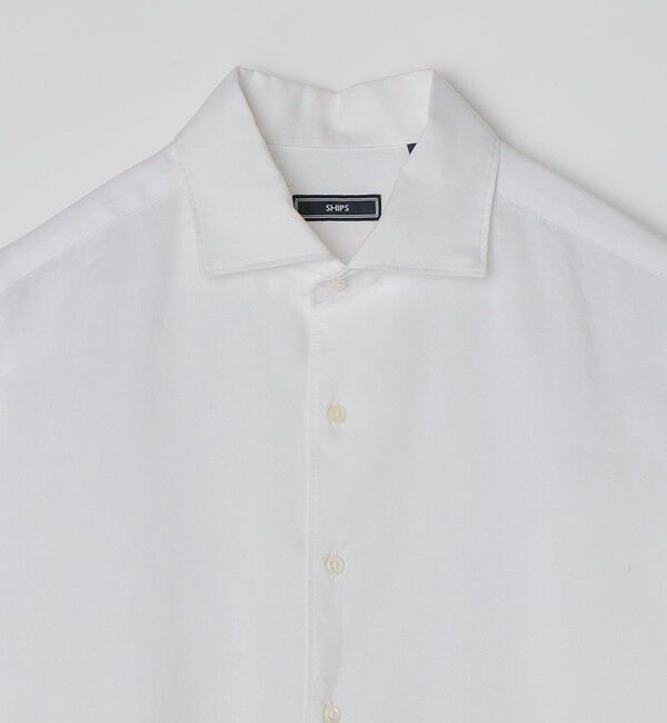 SHIPS「SHIPS: ウォッシュド リネン ワンピースカラー ソリッド シャツ」|シャツ・ブラウス|