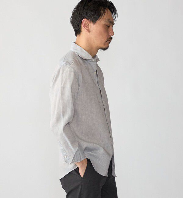 SHIPS「SHIPS: ウォッシュド リネン ワンピースカラー ソリッド シャツ」|シャツ・ブラウス|