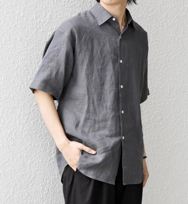 SHIPS any「SHIPS any:〈洗濯機可能〉NOVELTEX リネン レギュラーカラー シャツ◆」|シャツ・ブラウス|
