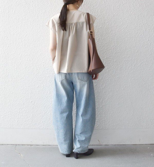 SHIPS any「《予約》SHIPS any:〈洗濯機可能〉Vネック フレンチ ギャザー ブラウス」|シャツ・ブラウス|