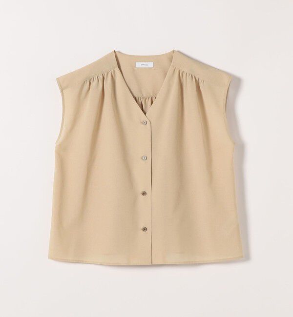 SHIPS any「《予約》SHIPS any:〈洗濯機可能〉Vネック フレンチ ギャザー ブラウス」|シャツ・ブラウス|