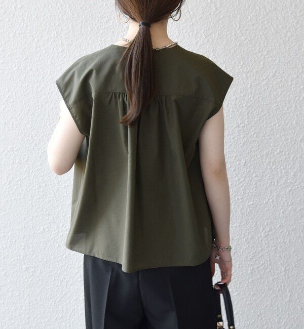 SHIPS any「《予約》SHIPS any:〈洗濯機可能〉Vネック フレンチ ギャザー ブラウス」|シャツ・ブラウス|