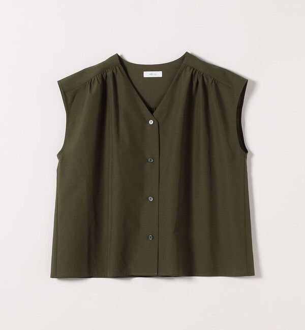 SHIPS any「《予約》SHIPS any:〈洗濯機可能〉Vネック フレンチ ギャザー ブラウス」|シャツ・ブラウス|