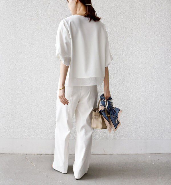 SHIPS for women「〈洗濯機可能〉袖 ツイスト デザイン シアー ドッキング TEE」|Tシャツ・カットソー|