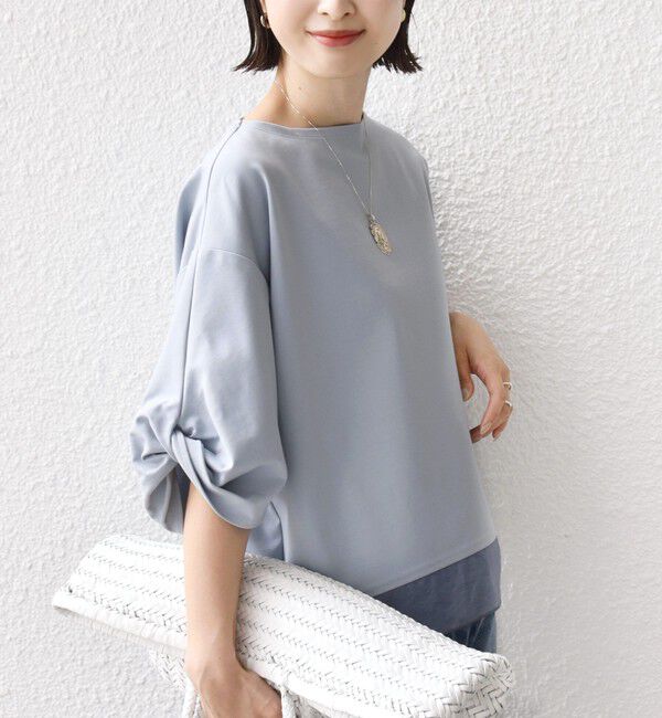 SHIPS for women「〈洗濯機可能〉袖 ツイスト デザイン シアー ドッキング TEE」|Tシャツ・カットソー|