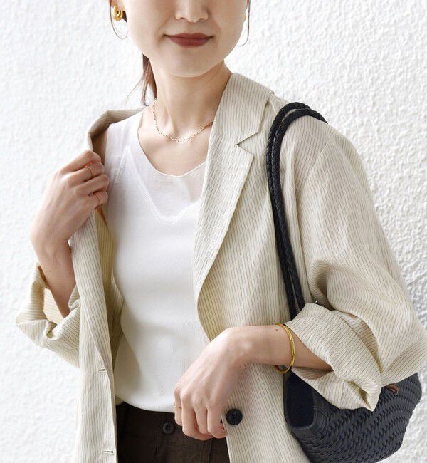 SHIPS for women「〈手洗い可能〉布帛 ドッキング ベア テレコ タンクトップ」|タンクトップ|