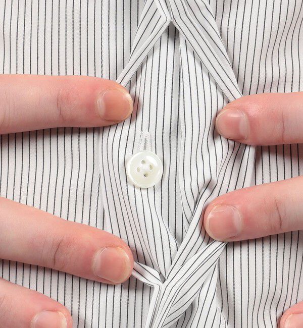 CABaN「CABaN コットンブロード ピンストライプバンドカラーシャツ」|シャツ・ブラウス|