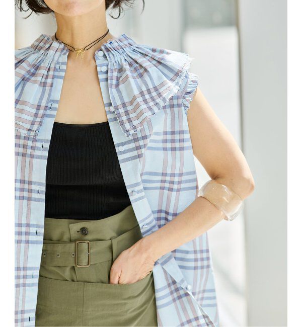 IENA LA BOUCLE「IENA LA BOUCLE C/Pポプリンフリルカラーシャツ」|シャツ・ブラウス|