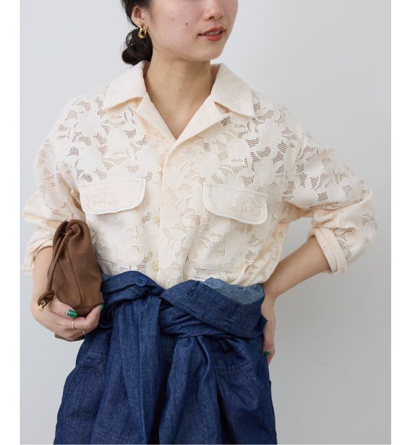 SLOBE IENA「ブロイダーレースオープンカラーシャツ」|シャツ・ブラウス|