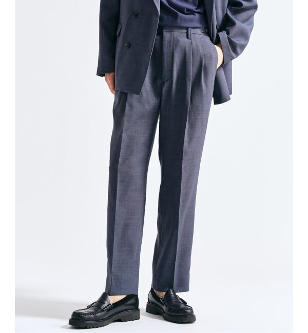 417 EDIFICE「【EVALET / エバレット】メッシュ 2タックパンツ "セットアップ着用可能"」|スラックス|グレーA