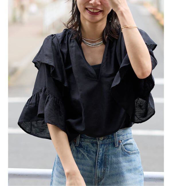 JOURNAL STANDARD「《追加予約3》ソフトクロスフリルスリーブブラウス」|シャツ・ブラウス|