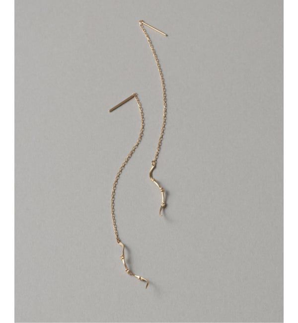 Lilas by Spick&Span「ウェーブステーションダイヤアメリカンピアス K10（両耳）」|ピアス|