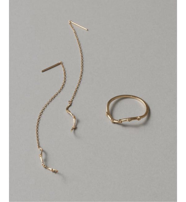 Lilas by Spick&Span「ウェーブステーションダイヤアメリカンピアス K10（両耳）」|ピアス|