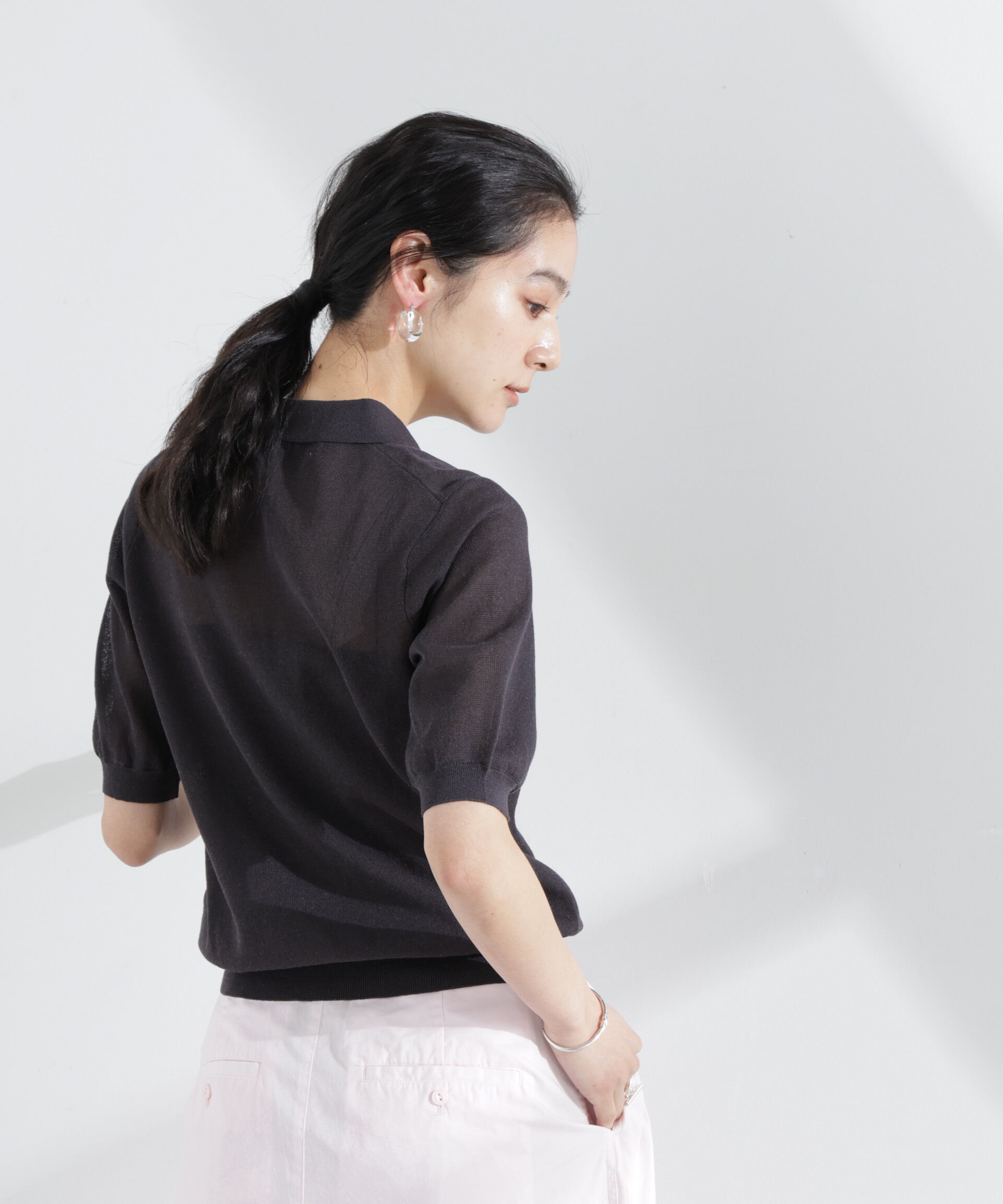 nano･universe「シアーミラノリブニットポロ」|ニット・セーター|