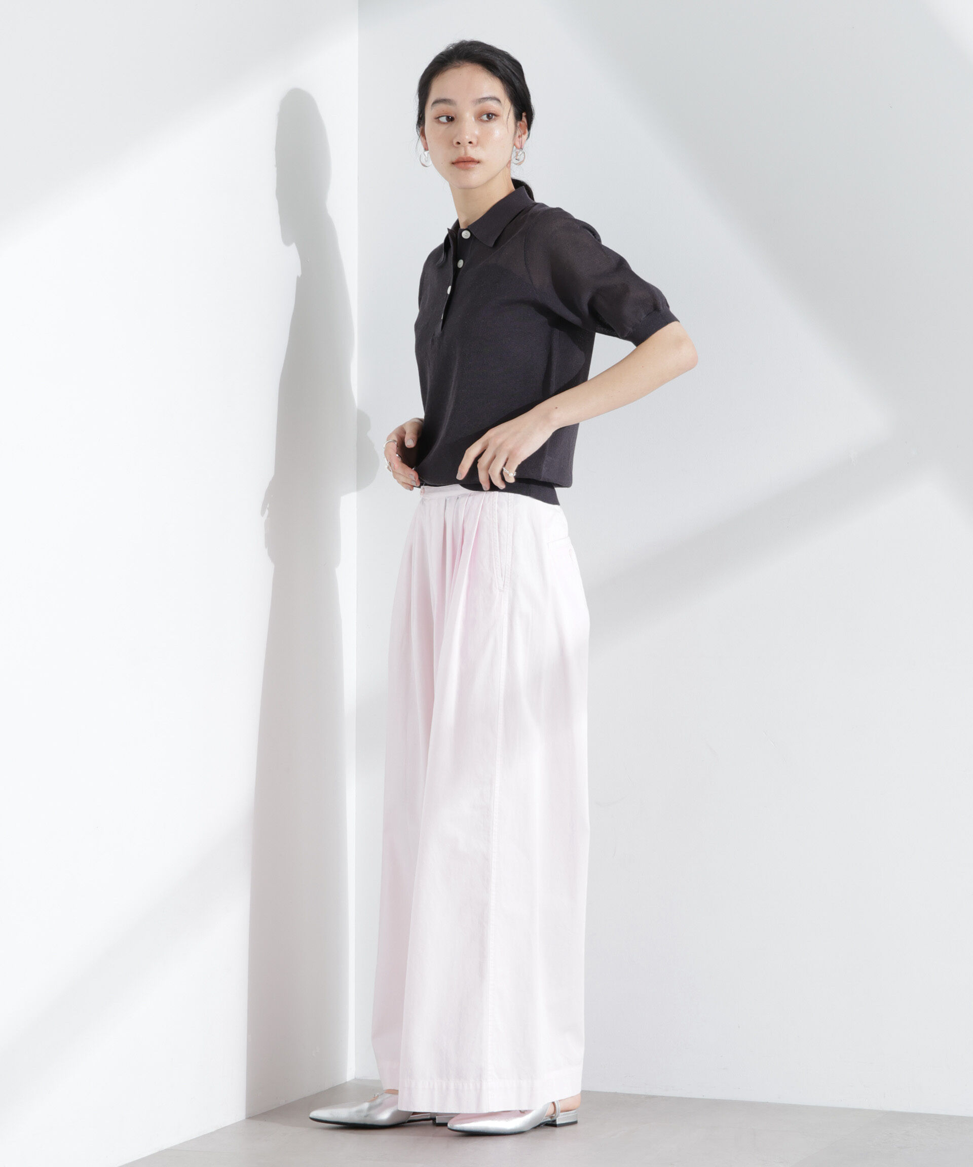 nano･universe「シアーミラノリブニットポロ」|ニット・セーター|