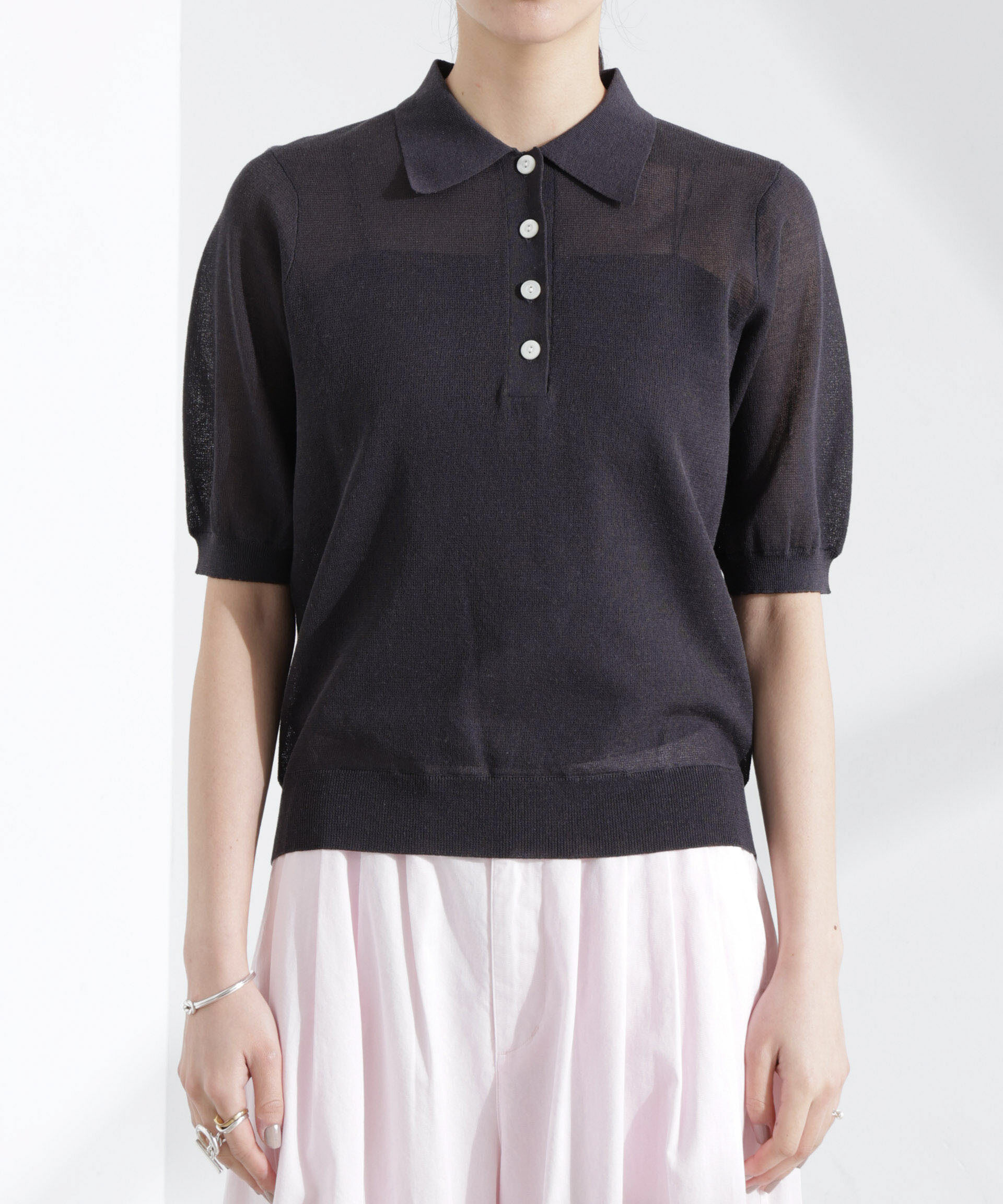 nano･universe「シアーミラノリブニットポロ」|ニット・セーター|