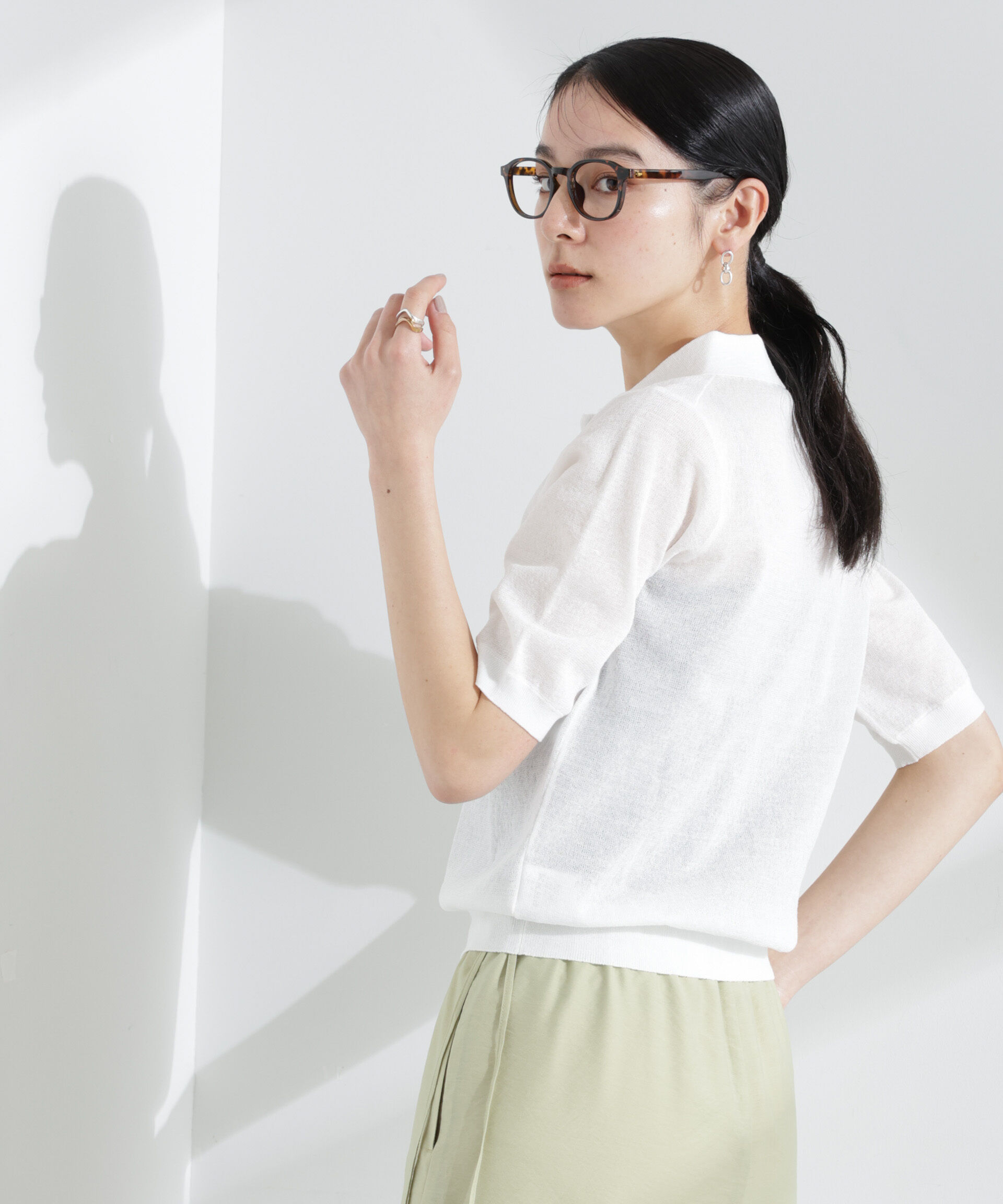 nano･universe「シアーミラノリブニットポロ」|ニット・セーター|