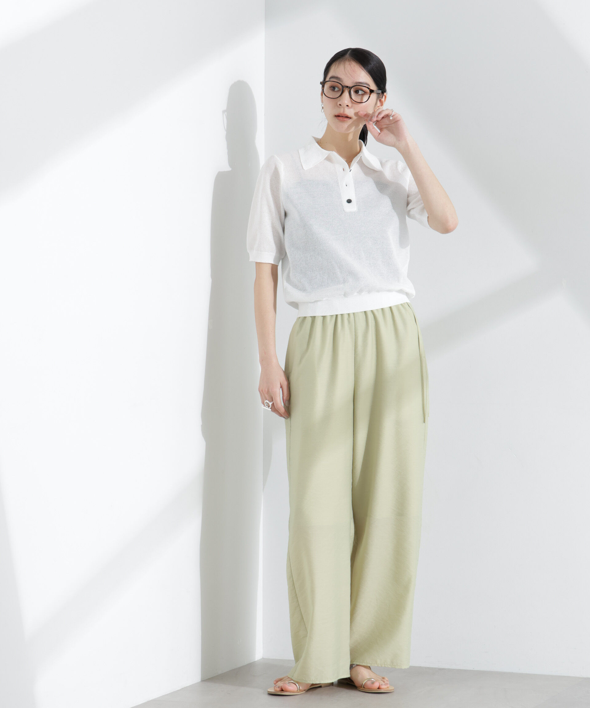 nano･universe「シアーミラノリブニットポロ」|ニット・セーター|