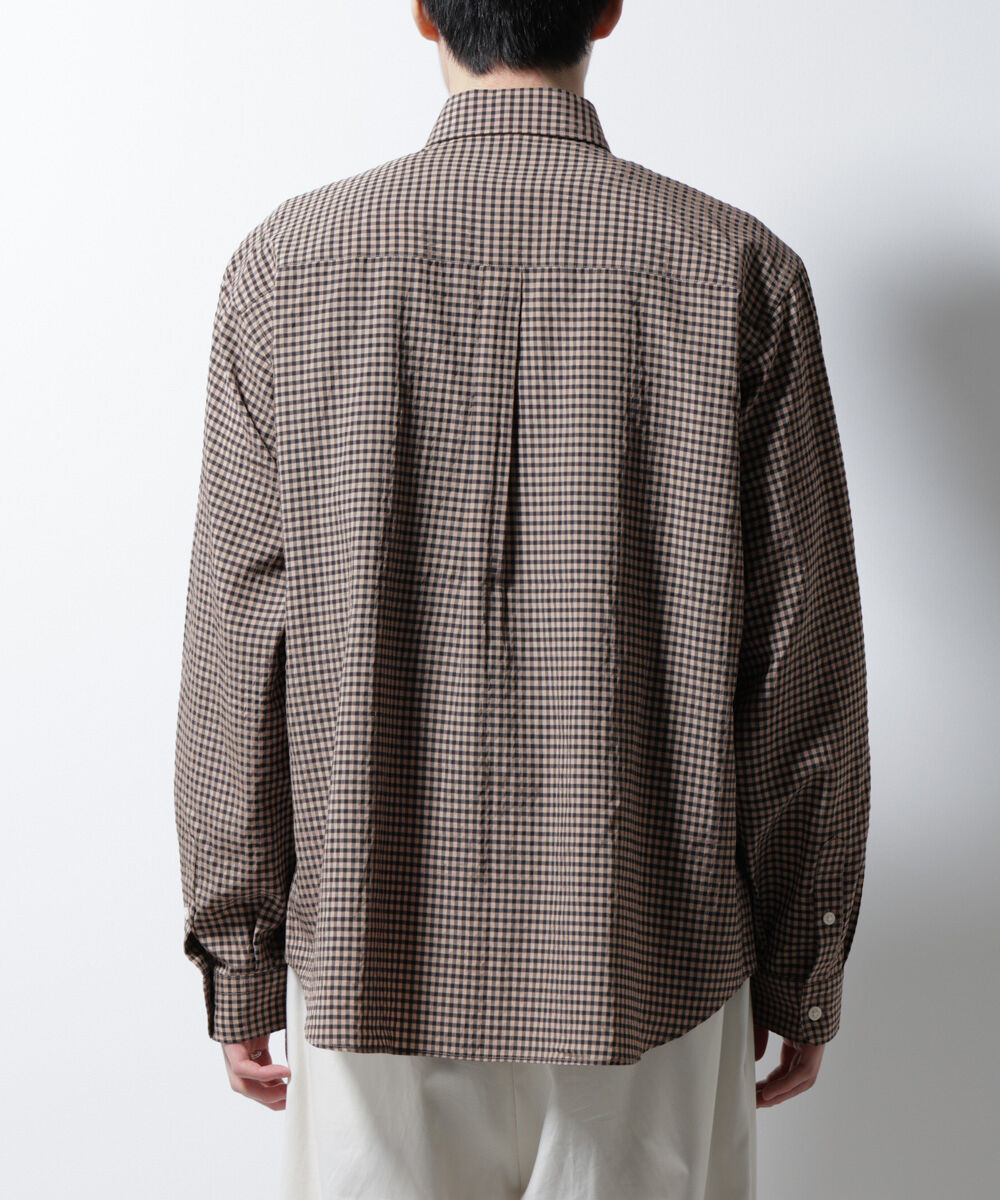 nano･universe「アセテートシアーギンガムチェックレギュラーカラーシャツ 長袖」|シャツ・ブラウス|
