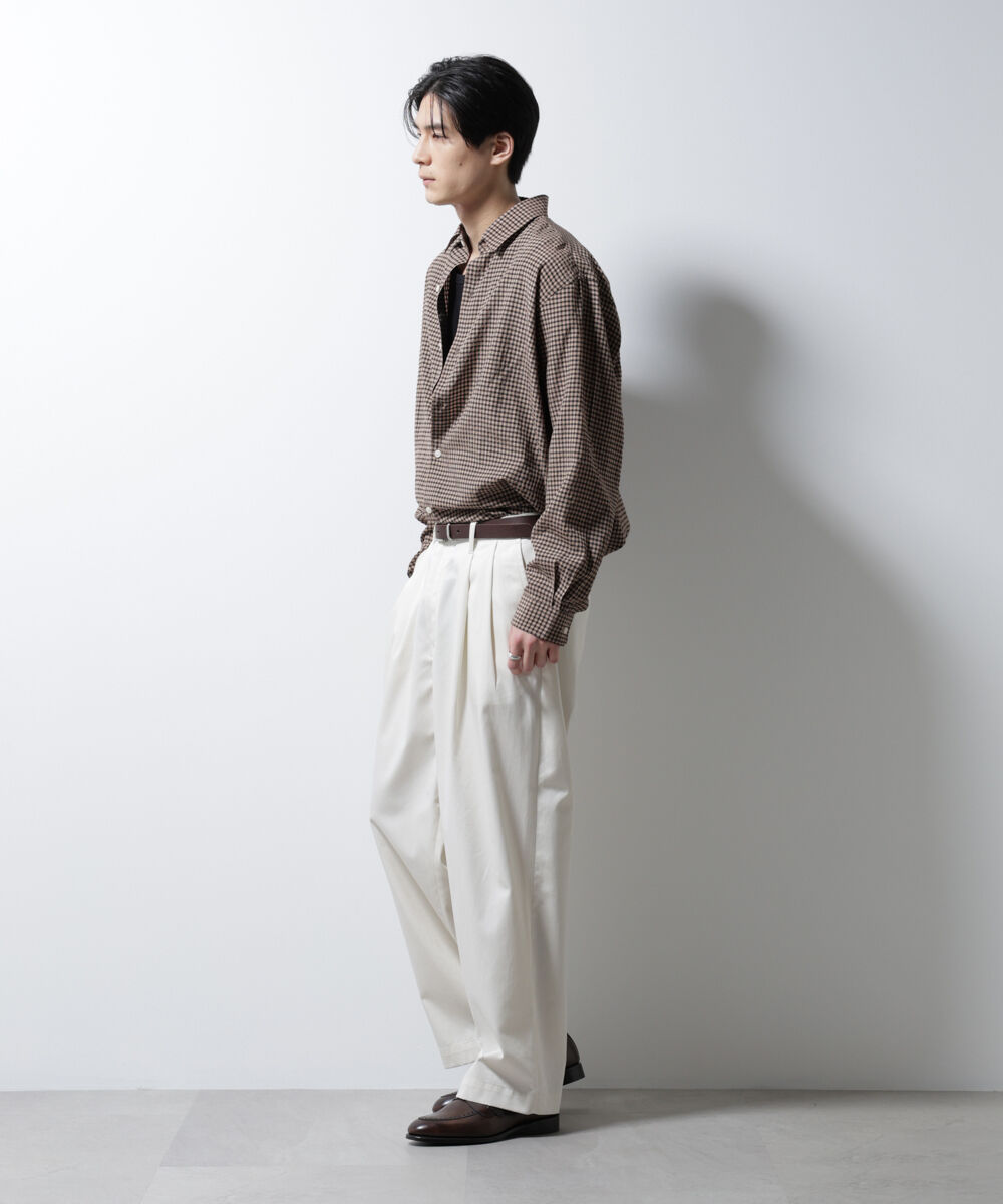 nano･universe「アセテートシアーギンガムチェックレギュラーカラーシャツ 長袖」|シャツ・ブラウス|