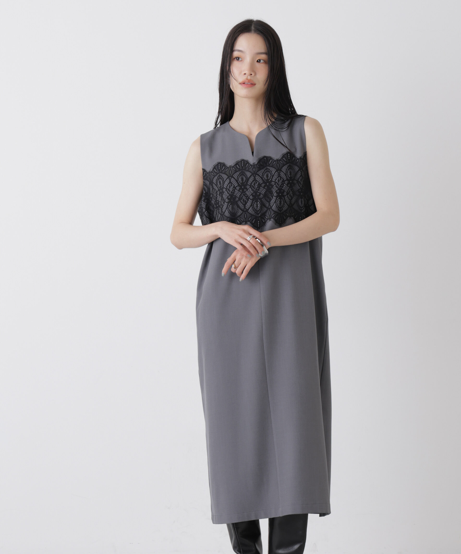 nano･universe「レース切り替えノースリーブワンピース」|ワンピース|