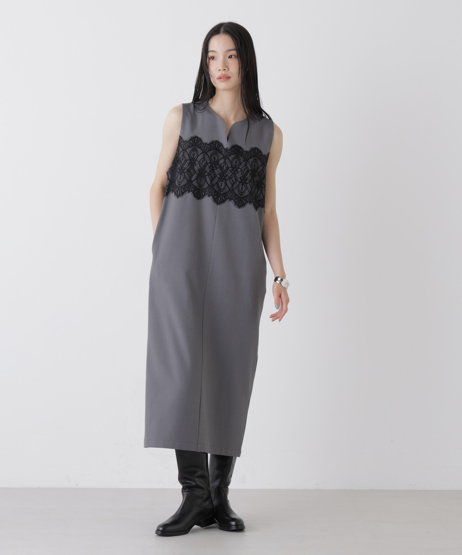 nano･universe「レース切り替えノースリーブワンピース」|ワンピース|