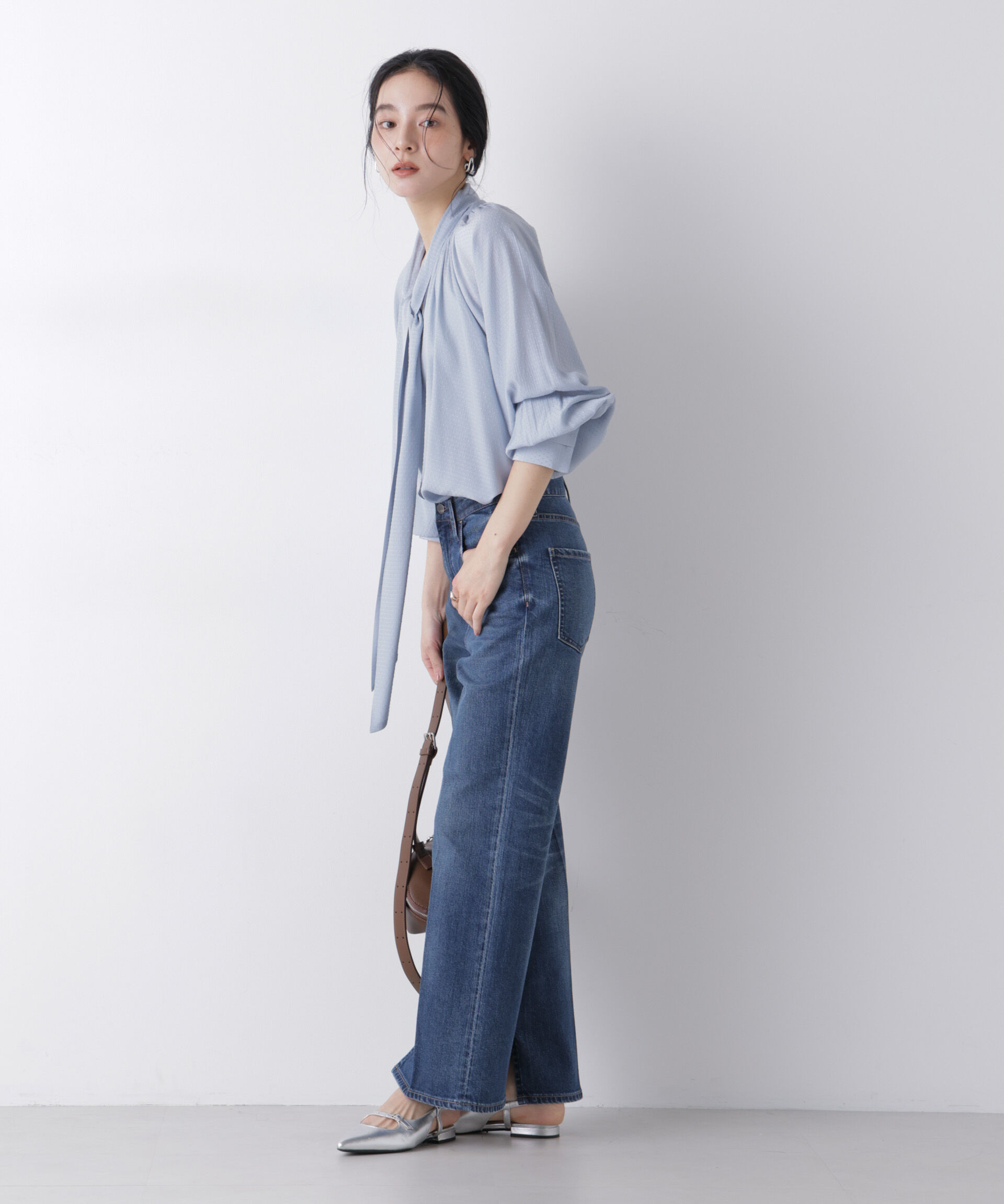 nano･universe「ドビードットリボンタイブラウス」|シャツ・ブラウス|