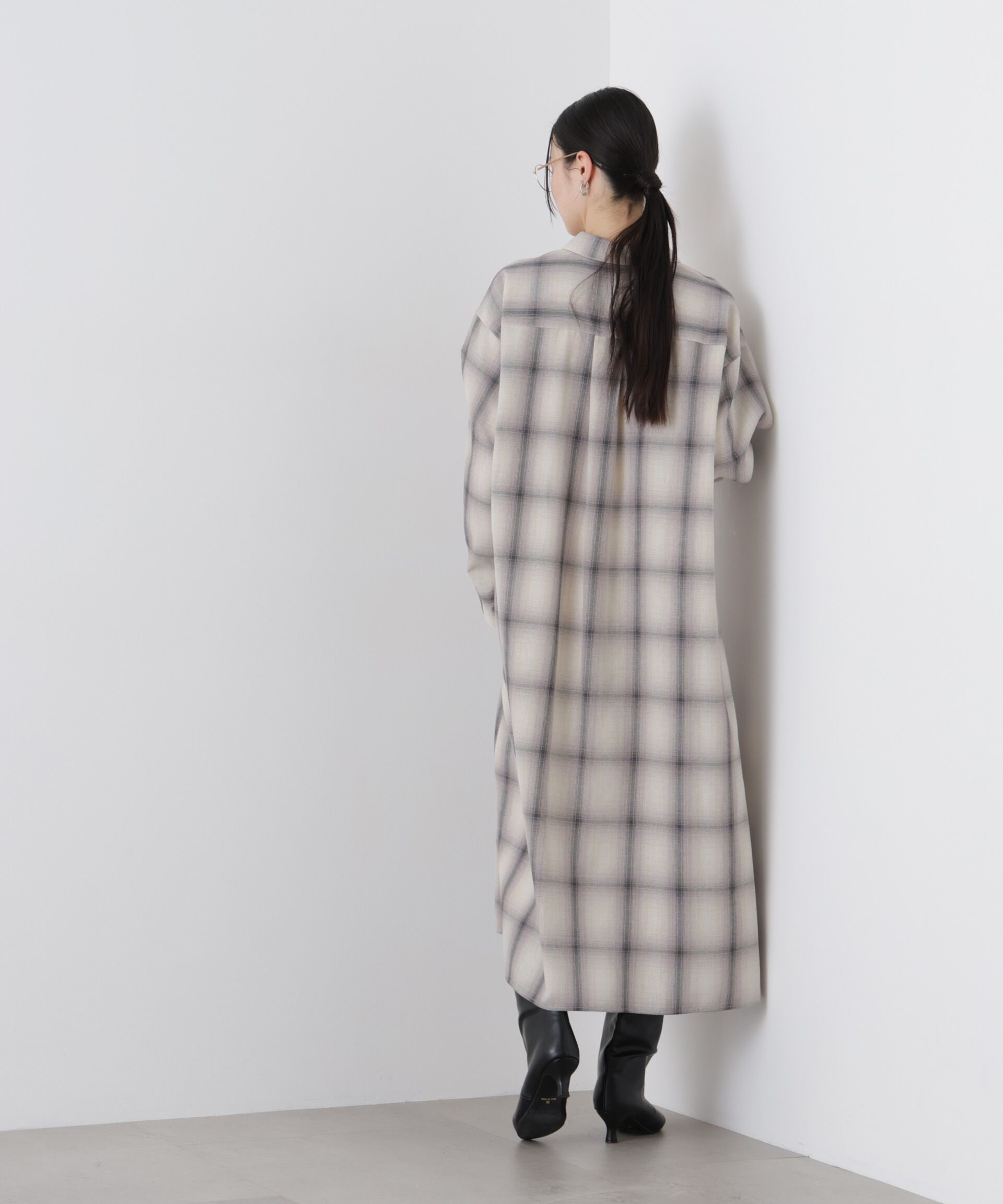 nano･universe「オンブレーツイルチェックシャツワンピース」|ワンピース|