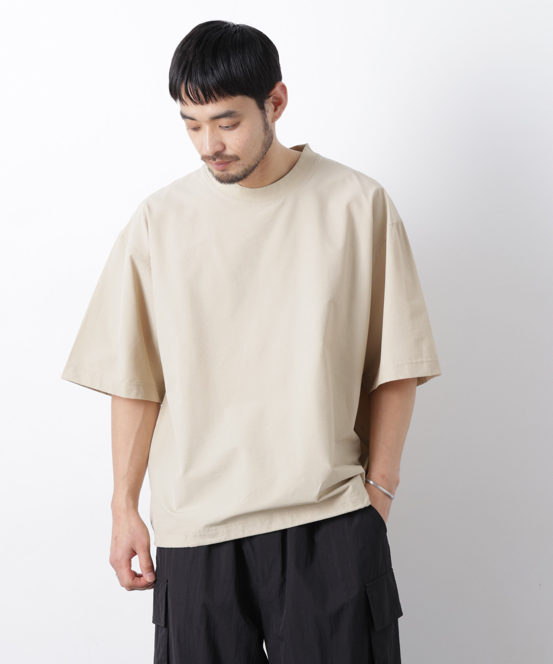 nano･universe「ストレッチワイドプルオーバー Tシャツ半袖（セットアップ可）」|Tシャツ・カットソー|