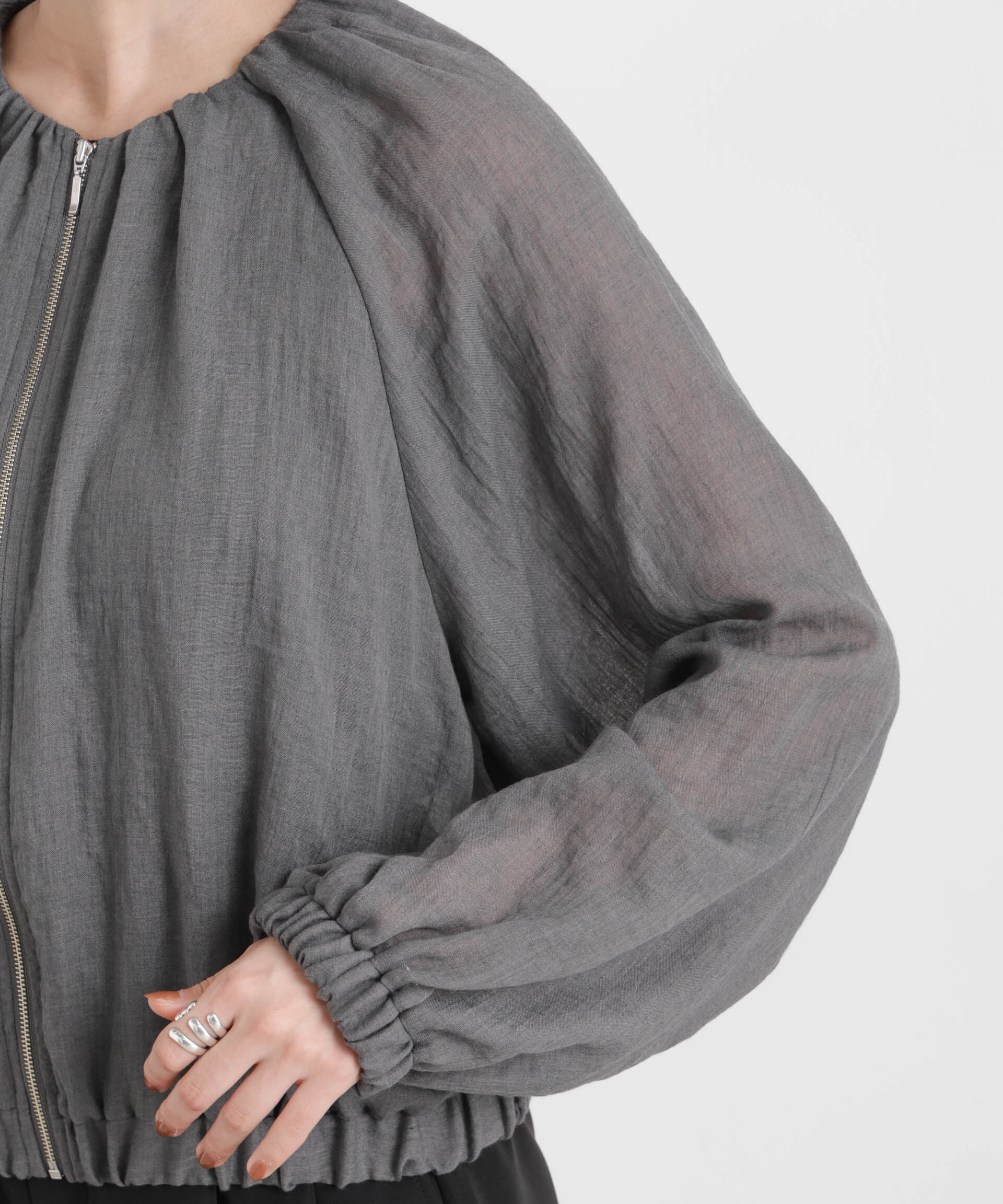 nano･universe「TCボイルジップアップギャザーブルゾン(セットアップ可)」|ブルゾン・スタジャン|