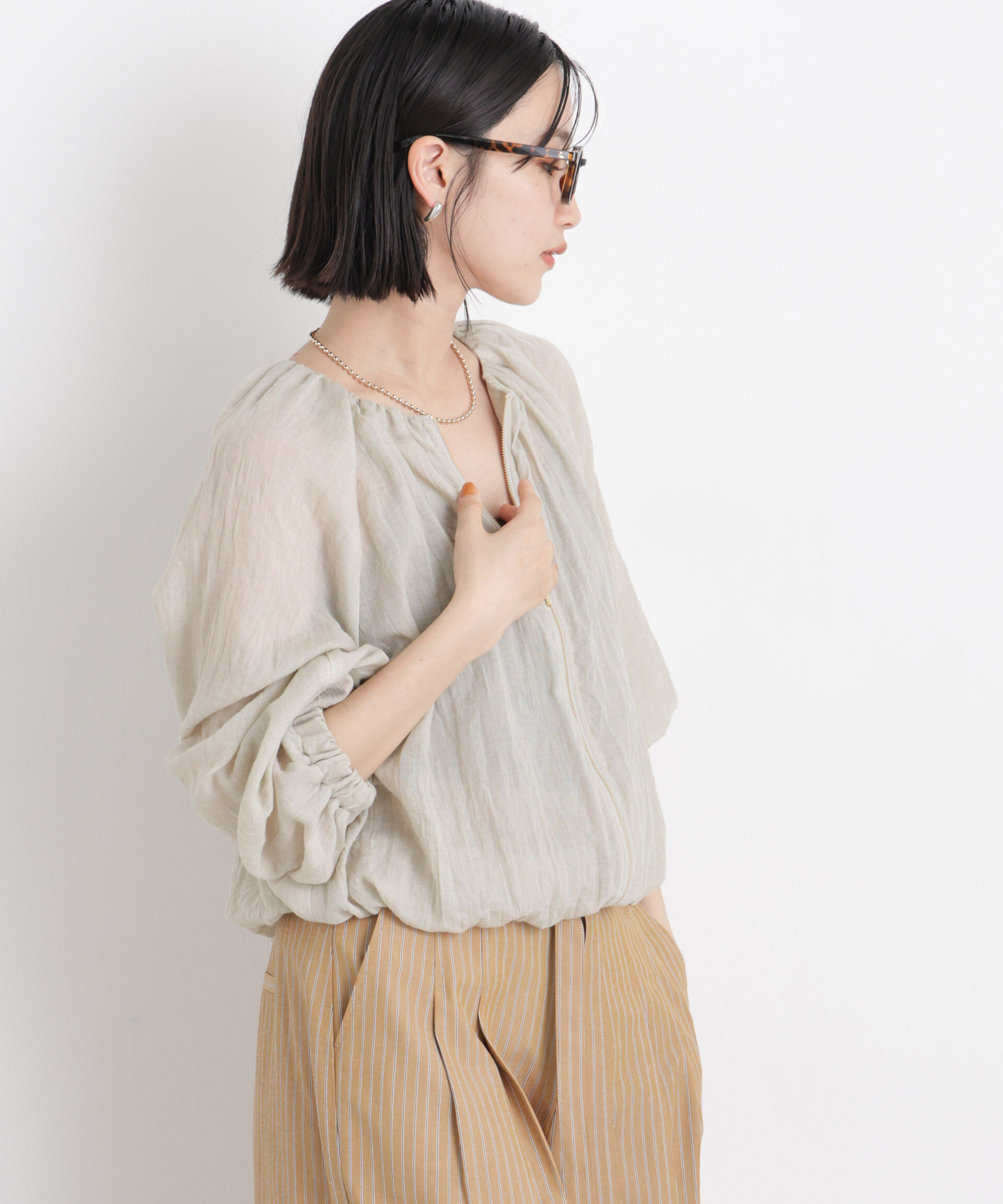 nano･universe「TCボイルジップアップギャザーブルゾン(セットアップ可)」|ブルゾン・スタジャン|