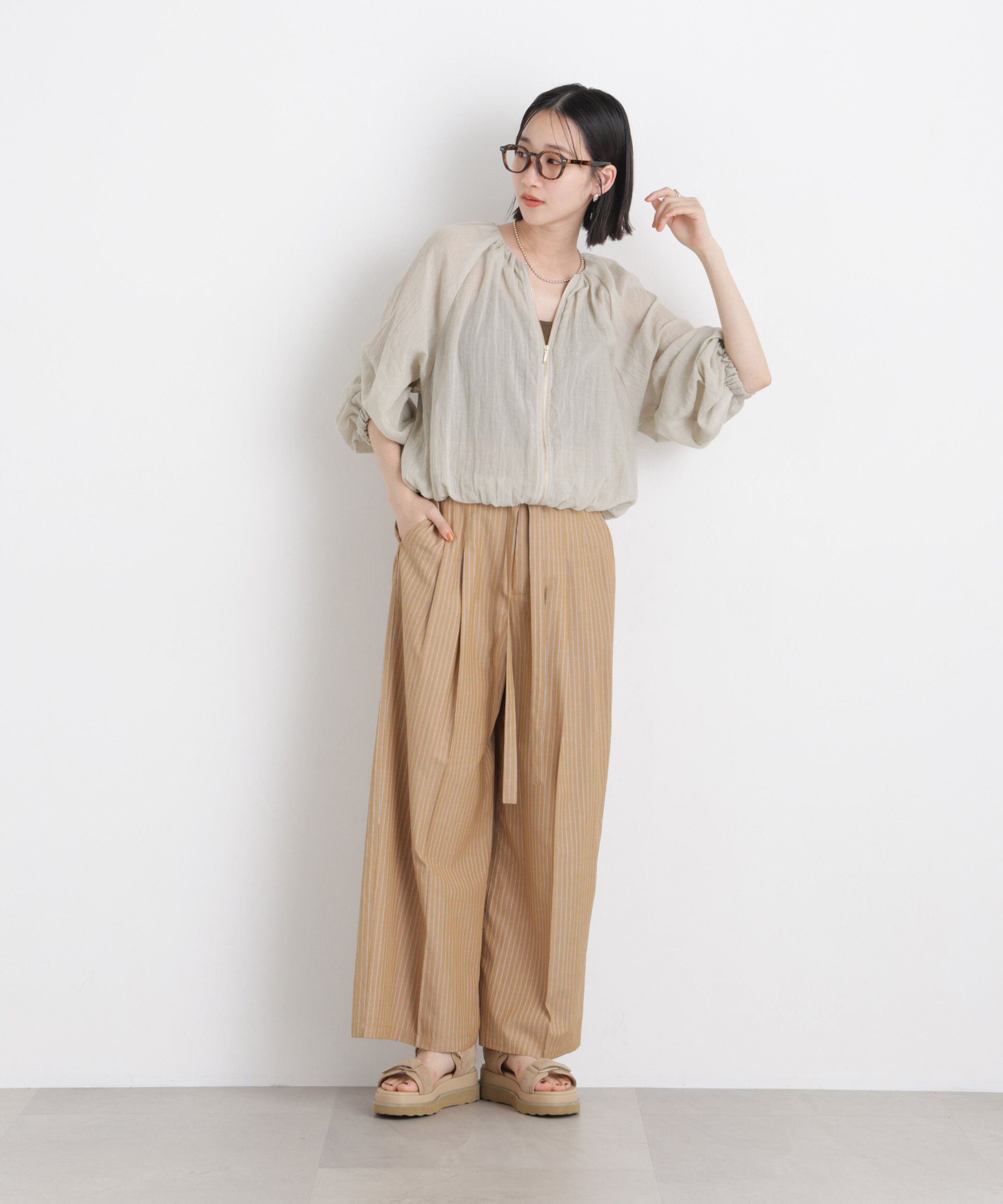 nano･universe「TCボイルジップアップギャザーブルゾン(セットアップ可)」|ブルゾン・スタジャン|