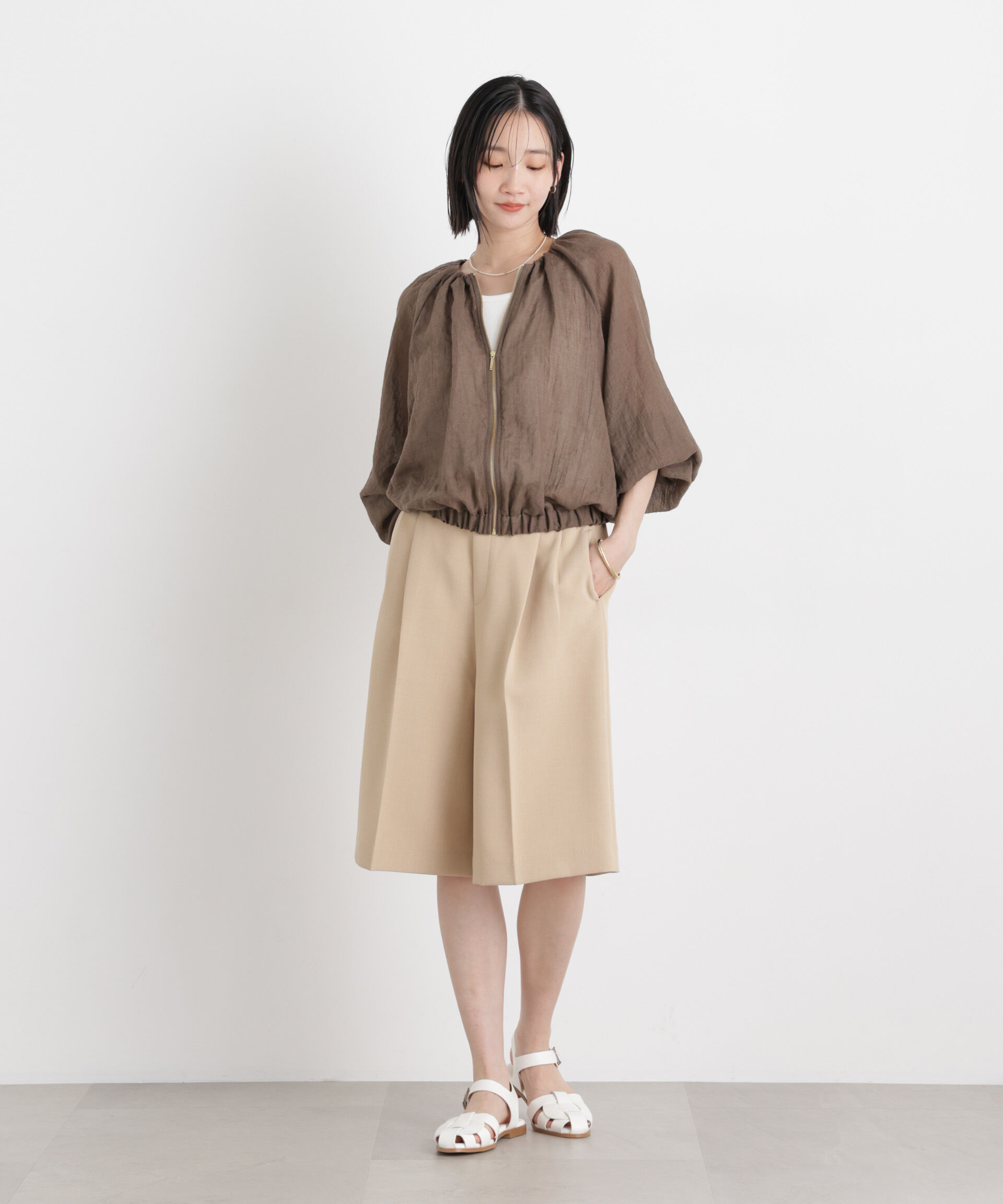 nano･universe「TCボイルジップアップギャザーブルゾン(セットアップ可)」|ブルゾン・スタジャン|