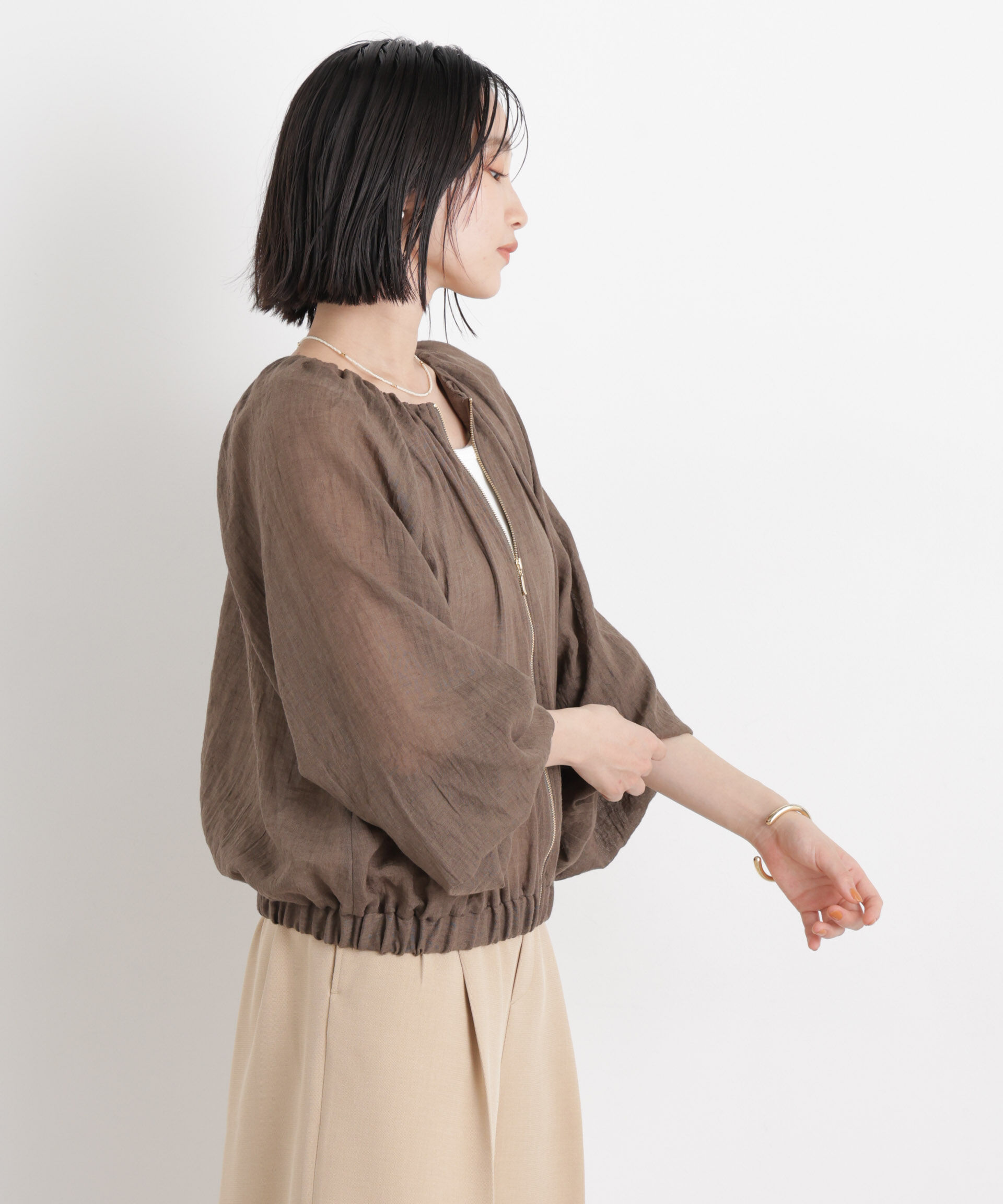 nano･universe「TCボイルジップアップギャザーブルゾン(セットアップ可)」|ブルゾン・スタジャン|