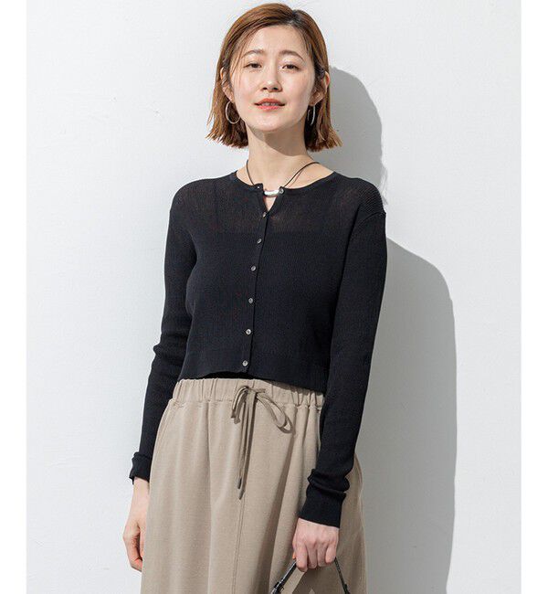 23区「【SLOW/一部店舗限定】シアーサマー リブ カーディガン」|カーディガン|ブラック系