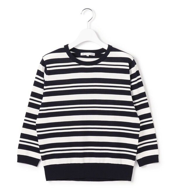 23区「プレミアムビオコットン クルーネック ボーダー ニット」|ニット・セーター|