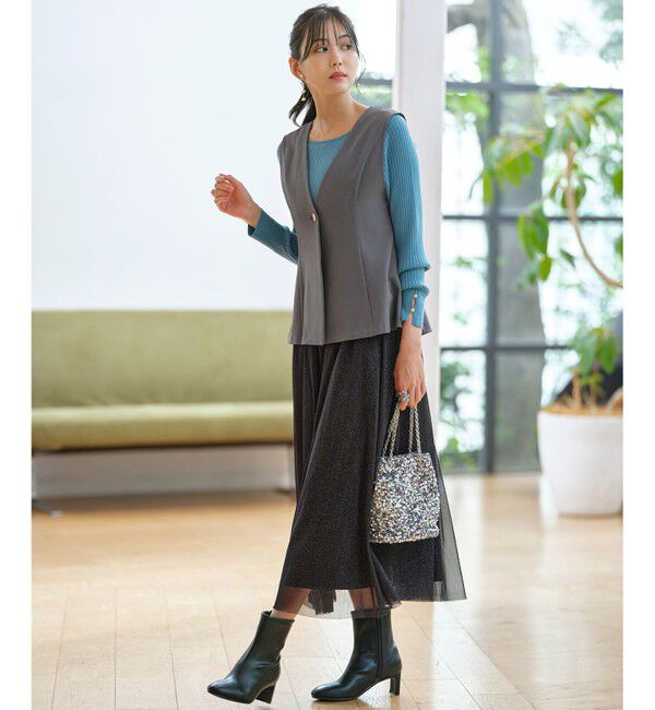 any SiS「【23.0~24.0cm】スクエアトゥセットバッグ ブーツ」|ショートブーツ|