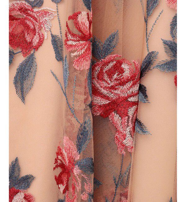 GRACE CONTINENTAL「ローズ刺繍フレアドレス」|ドレス|