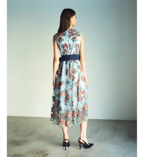 GRACE CONTINENTAL「ローズ刺繍フレアドレス」|ドレス|