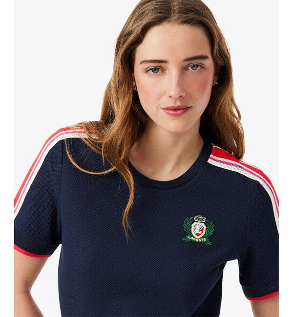 LACOSTE「ショルダーメッシュバンド鹿の子半袖Tシャツ」|Tシャツ・カットソー|