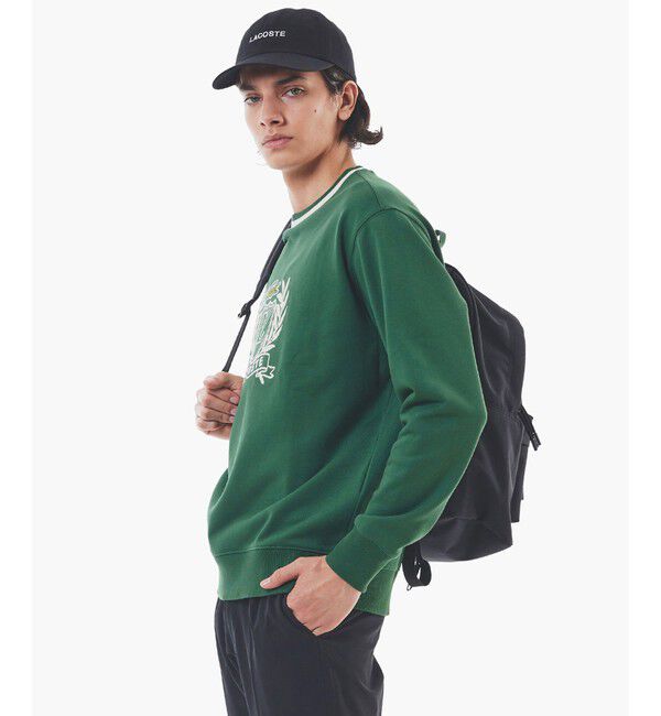 LACOSTE「裏パイル ハンドステッチ風ヴィンテージ フレンチグラフィックステッチ スウェットプルオーバー」|スウェット・ジャージ|